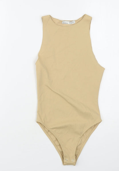 Pull&Bear Womens Beige  Polyamide Bodysuit One-Piece Size S