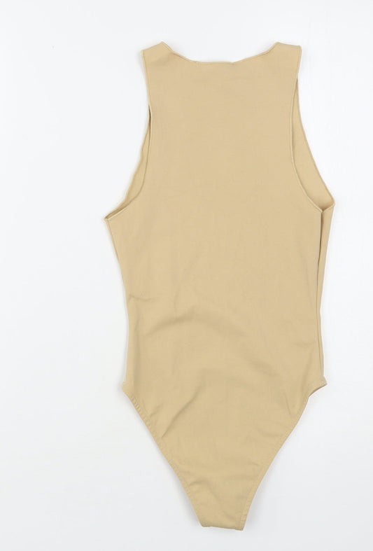 Pull&Bear Womens Beige  Polyamide Bodysuit One-Piece Size S