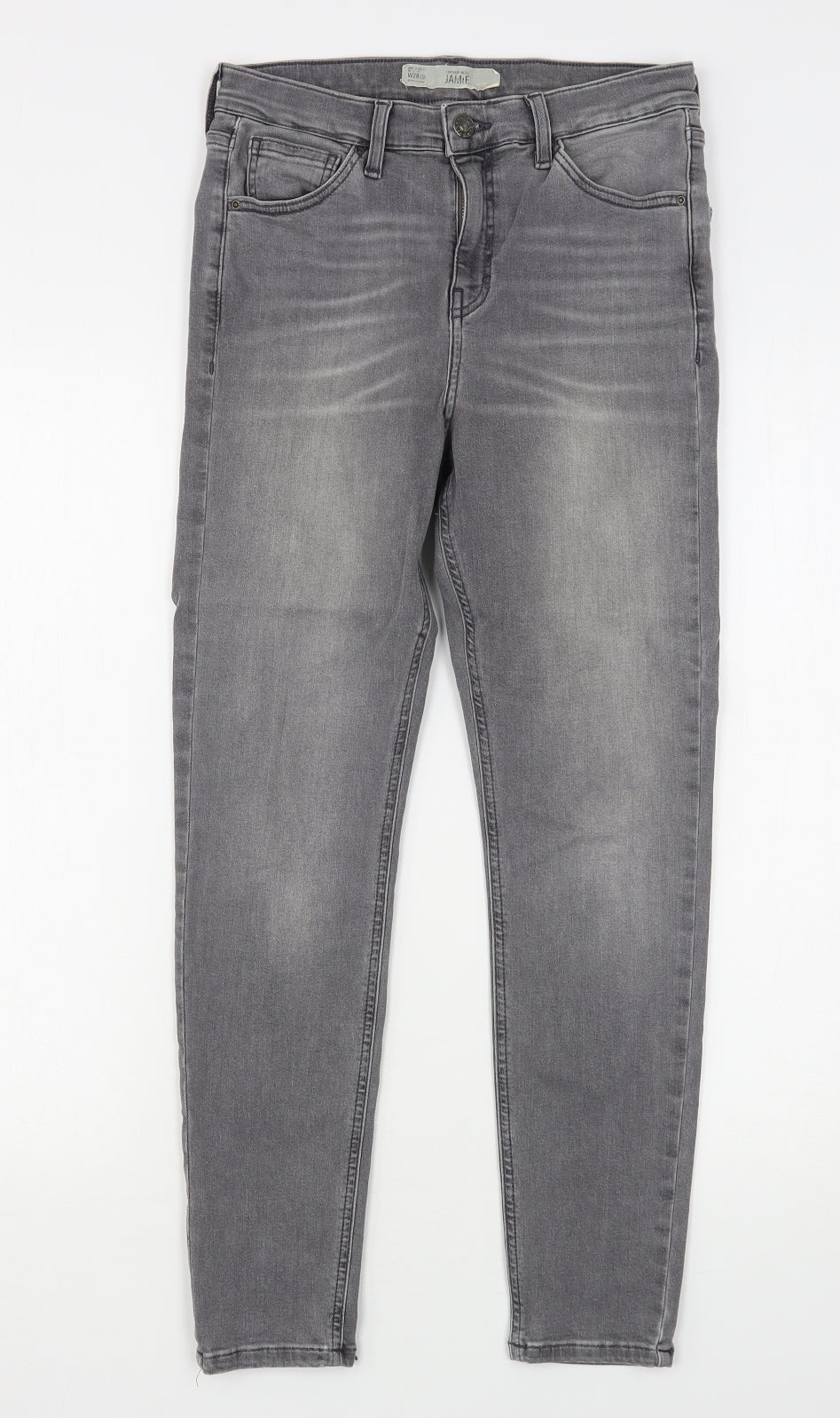 Topshop Womens Grey  Cotton Skinny Jeans Size 28 in L27 in Regular