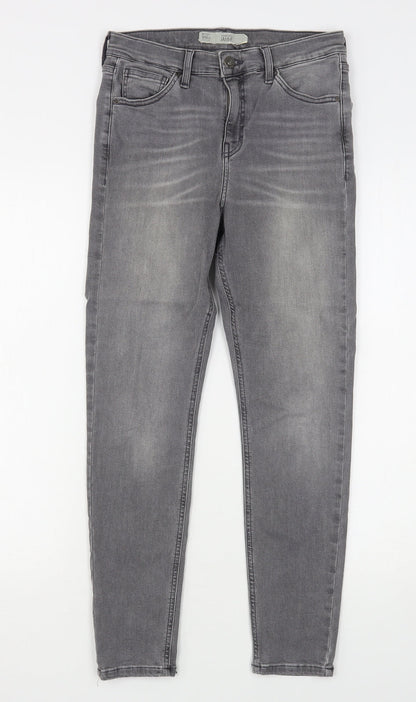 Topshop Womens Grey  Cotton Skinny Jeans Size 28 in L27 in Regular