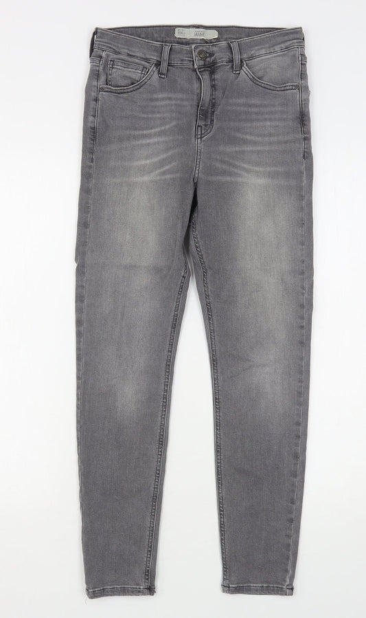 Topshop Womens Grey  Cotton Skinny Jeans Size 28 in L27 in Regular