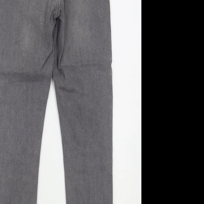 Topshop Womens Grey  Cotton Skinny Jeans Size 28 in L27 in Regular