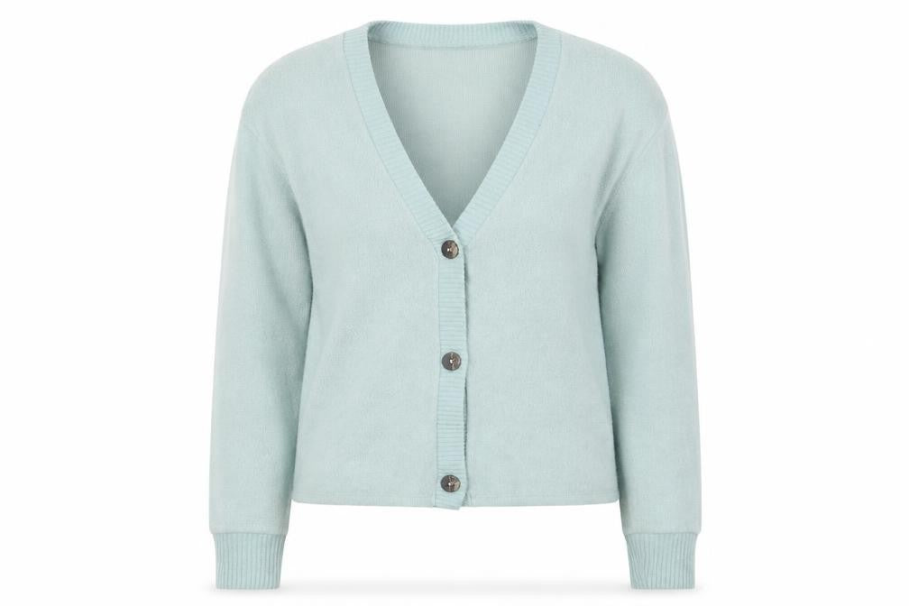 Dunnes Womens Green V-Neck  Polyester Cardigan Jumper Size XS
