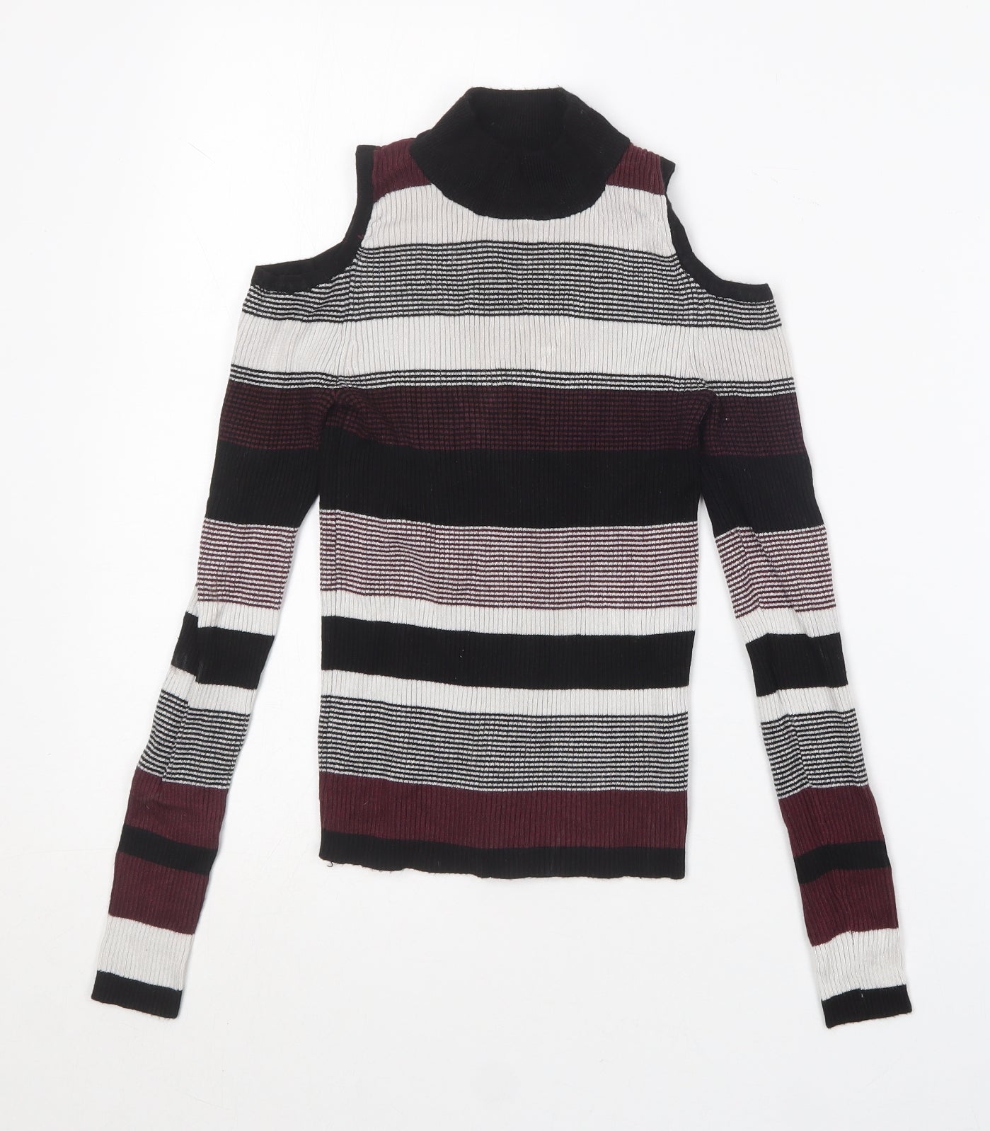 Primark Womens Multicoloured Crew Neck Striped Viscose Pullover Jumper Size 6