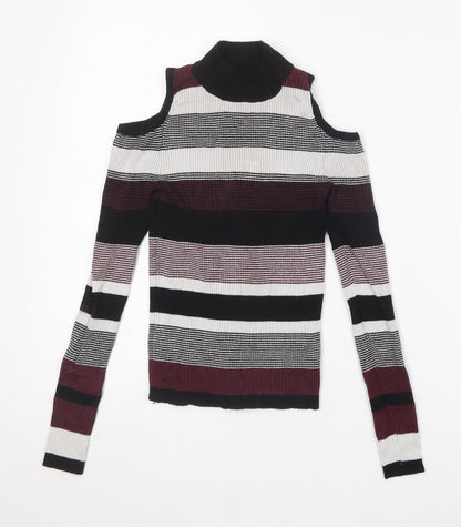 Primark Womens Multicoloured Crew Neck Striped Viscose Pullover Jumper Size 6