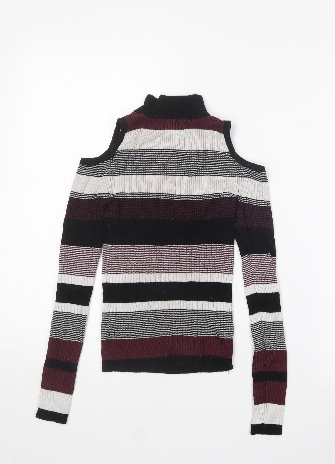 Primark Womens Multicoloured Crew Neck Striped Viscose Pullover Jumper Size 6