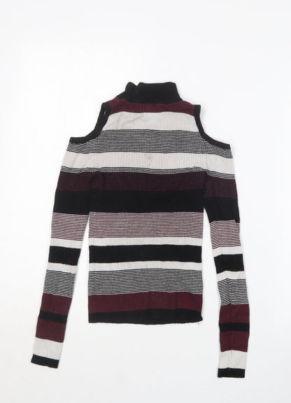 Primark Womens Multicoloured Crew Neck Striped Viscose Pullover Jumper Size 6
