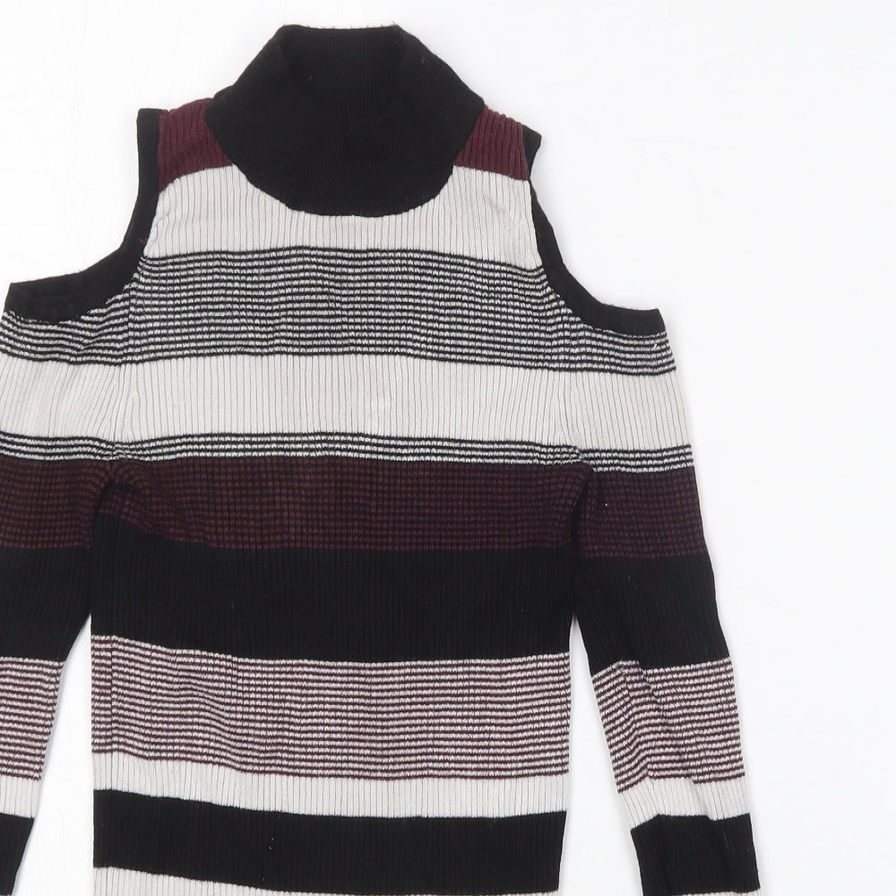 Primark Womens Multicoloured Crew Neck Striped Viscose Pullover Jumper Size 6