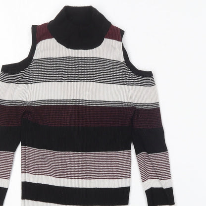 Primark Womens Multicoloured Crew Neck Striped Viscose Pullover Jumper Size 6