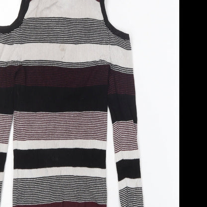 Primark Womens Multicoloured Crew Neck Striped Viscose Pullover Jumper Size 6