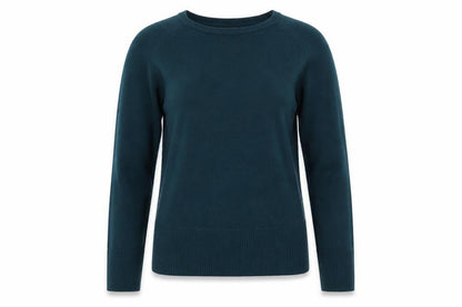 Classics Womens Blue Round Neck  Cotton Pullover Jumper Size S