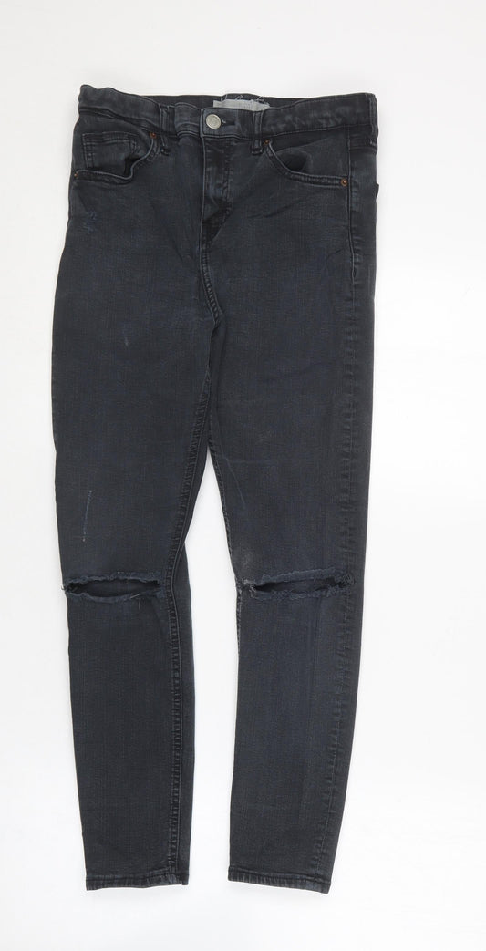 Topshop Womens Grey  Cotton Skinny Jeans Size 30 in L30 in Regular