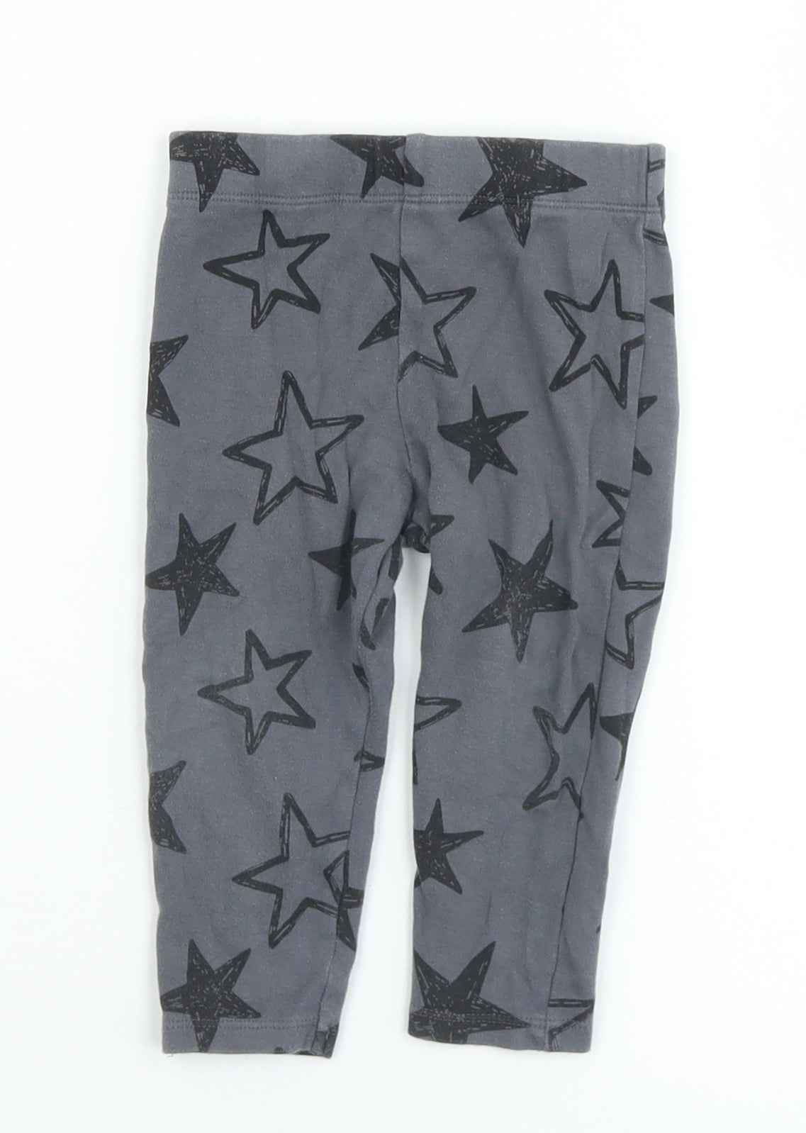 F&F Girls Grey Geometric Cotton Pedal Pusher Leggings Size 9-12 Months   - Stars