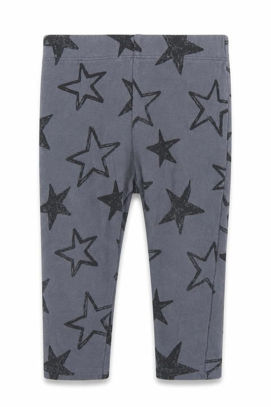F&F Girls Grey Geometric Cotton Pedal Pusher Leggings Size 9-12 Months   - Stars