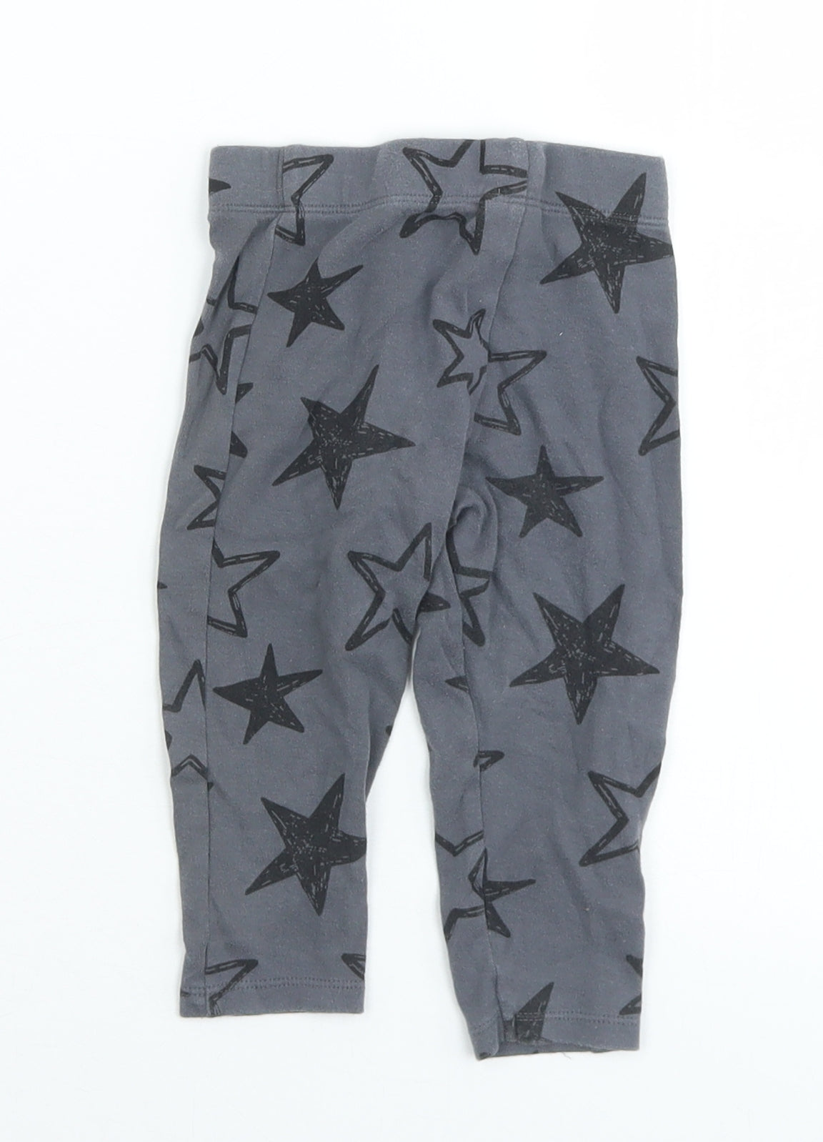 F&F Girls Grey Geometric Cotton Pedal Pusher Leggings Size 9-12 Months   - Stars