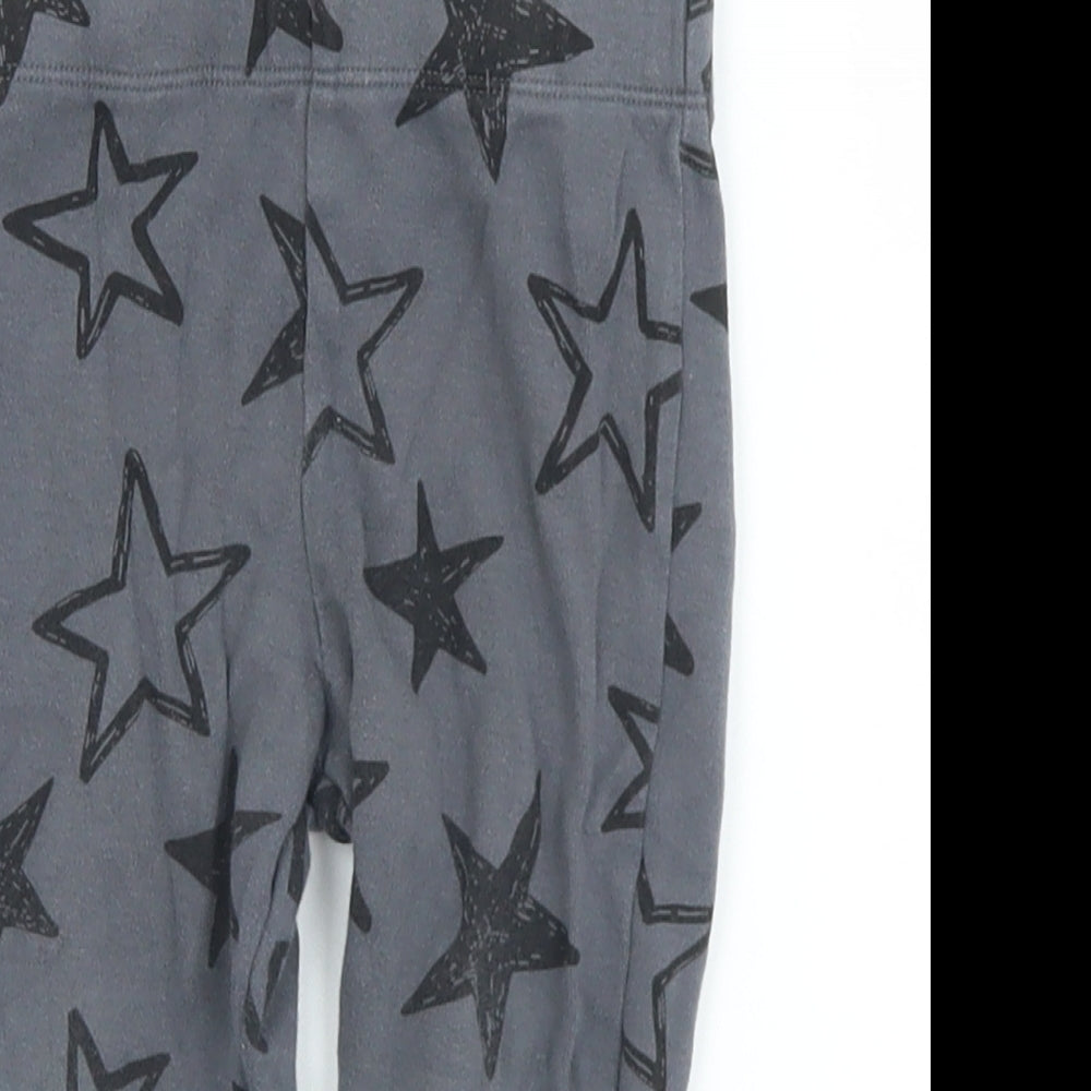 F&F Girls Grey Geometric Cotton Pedal Pusher Leggings Size 9-12 Months   - Stars