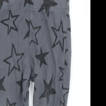 F&F Girls Grey Geometric Cotton Pedal Pusher Leggings Size 9-12 Months   - Stars