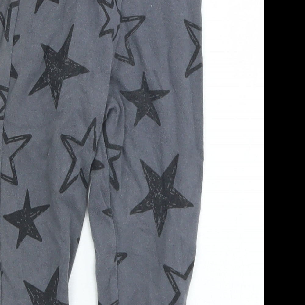 F&F Girls Grey Geometric Cotton Pedal Pusher Leggings Size 9-12 Months   - Stars