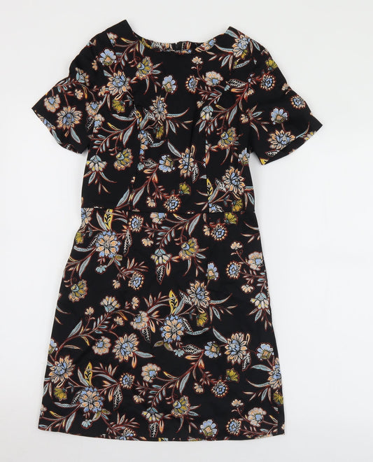 New Look Womens Multicoloured Floral Cotton Shift  Size 8  Round Neck Zip