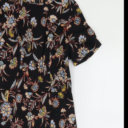 New Look Womens Multicoloured Floral Cotton Shift  Size 8  Round Neck Zip