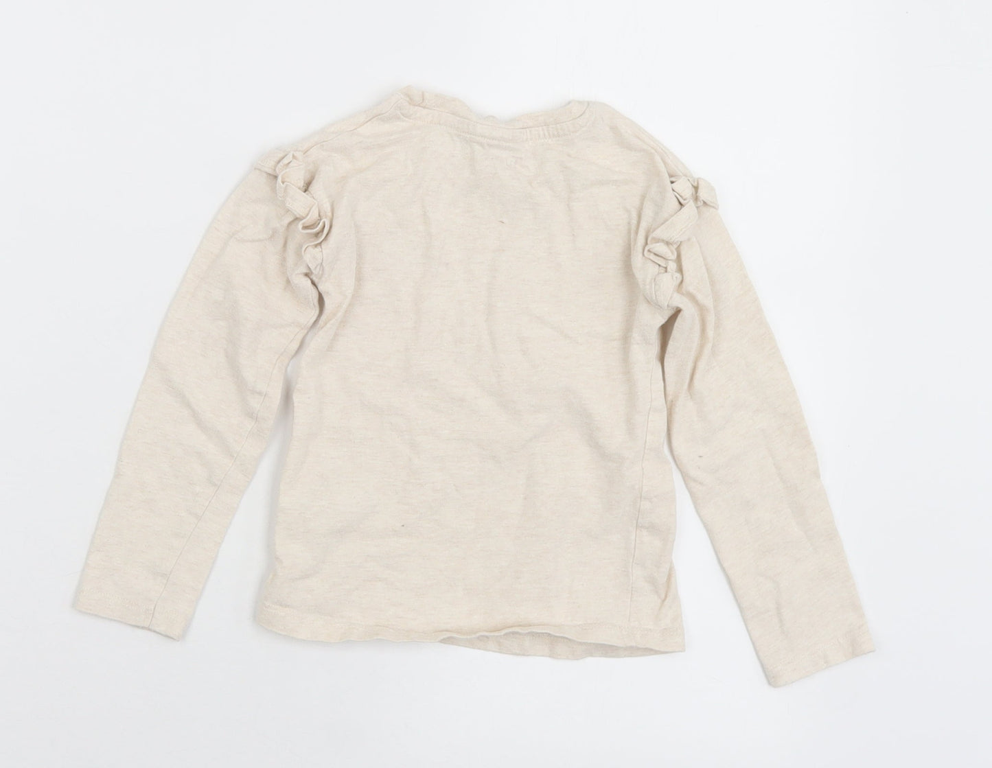 TU Girls Beige  Cotton Basic T-Shirt Size 4 Years Crew Neck  - Butterfly