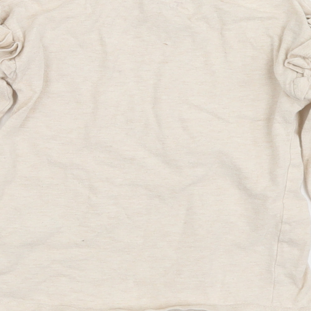 TU Girls Beige  Cotton Basic T-Shirt Size 4 Years Crew Neck  - Butterfly