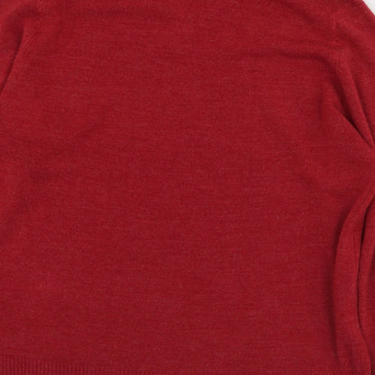Bonmarché Mens Red V-Neck  Acrylic Pullover Jumper Size L