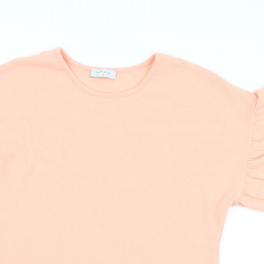 Womens UK Size 10 Papaya Pink Pullover Jumper