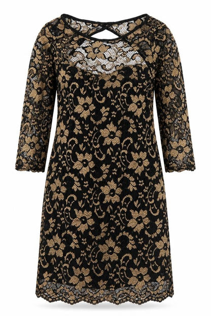Atmosphere Womens Gold Floral Nylon Shift  Size 12  Round Neck