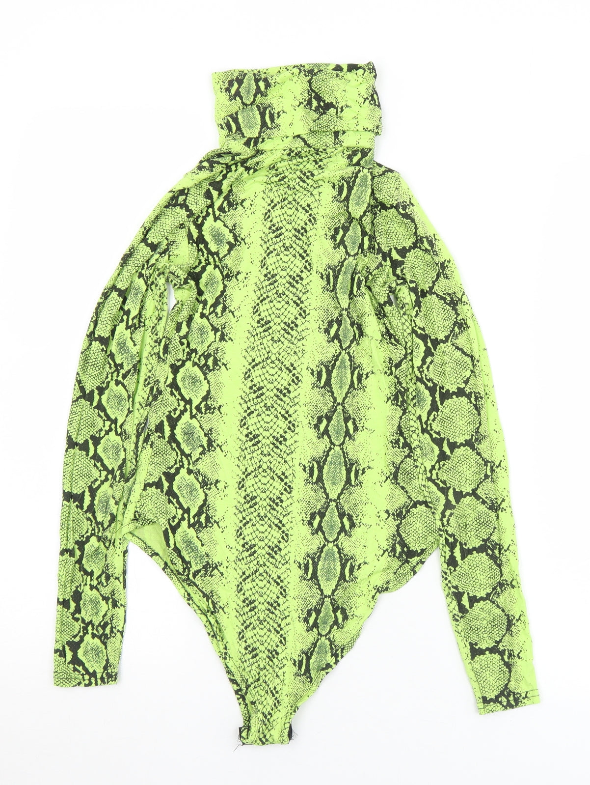 Boohoo Womens Green Animal Print Viscose Bodysuit One-Piece Size 8