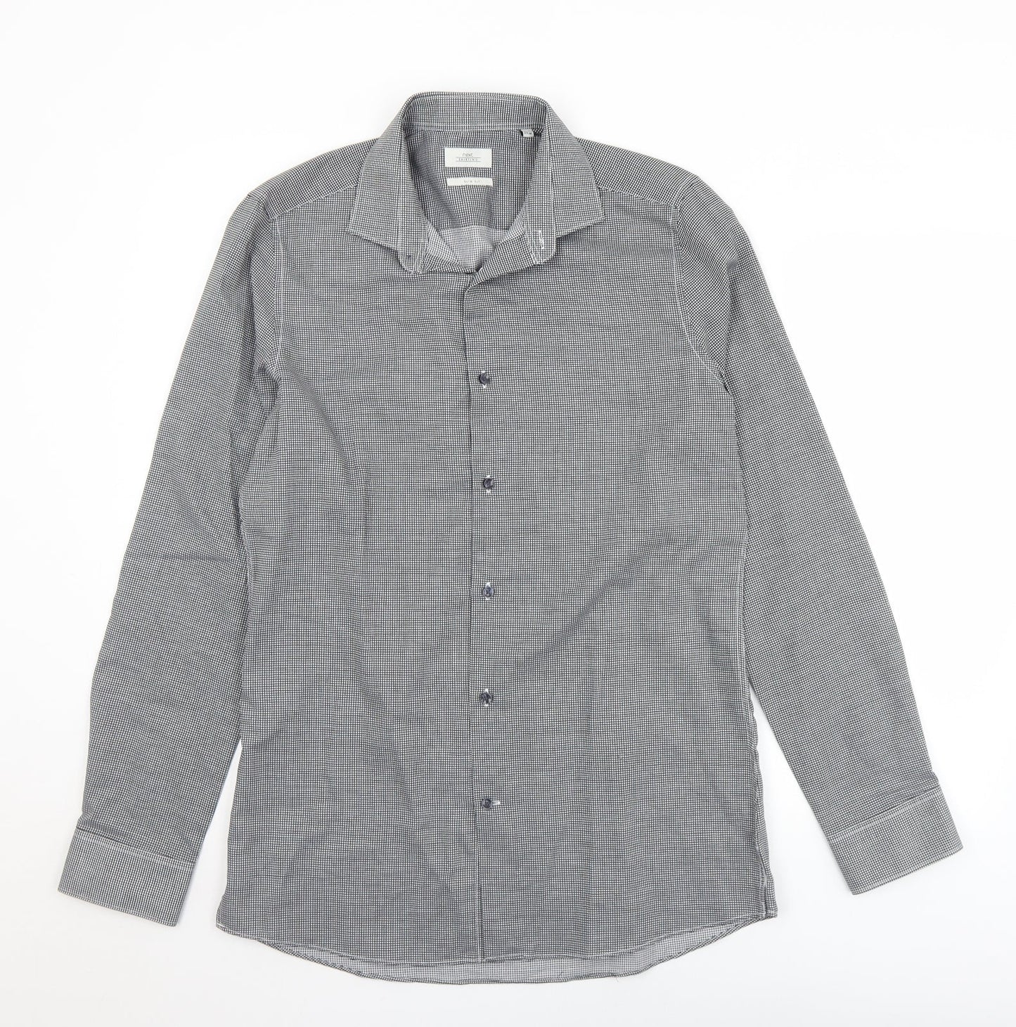 Mens UK Size 15.5 NEXT Black  Button-Up Long Sleeve Casual Shirt