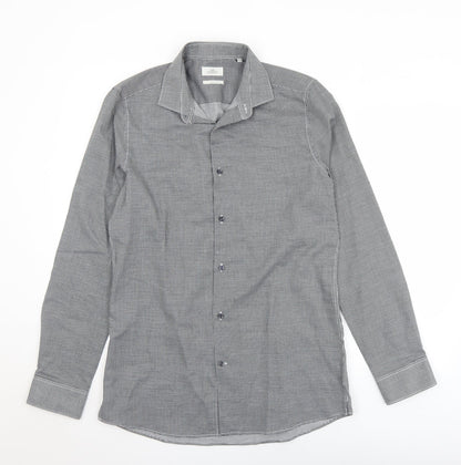 Mens UK Size 15.5 NEXT Black  Button-Up Long Sleeve Casual Shirt
