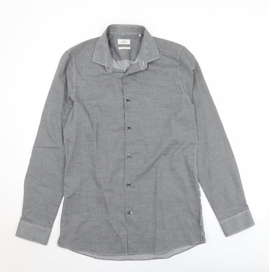 Mens UK Size 15.5 NEXT Black  Button-Up Long Sleeve Casual Shirt