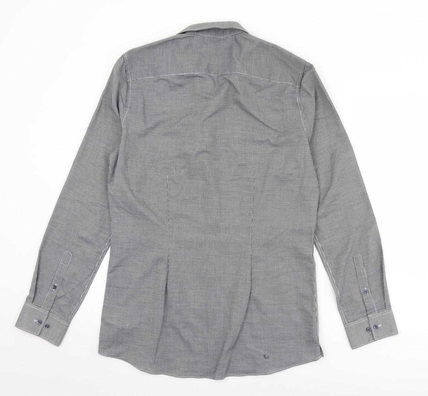Mens UK Size 15.5 NEXT Black  Button-Up Long Sleeve Casual Shirt