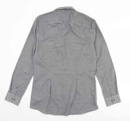 Mens UK Size 15.5 NEXT Black  Button-Up Long Sleeve Casual Shirt