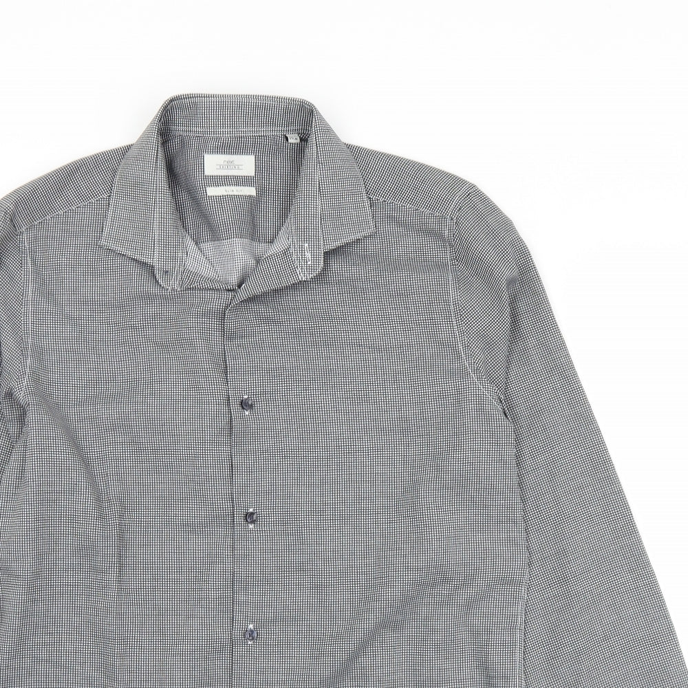 Mens UK Size 15.5 NEXT Black  Button-Up Long Sleeve Casual Shirt