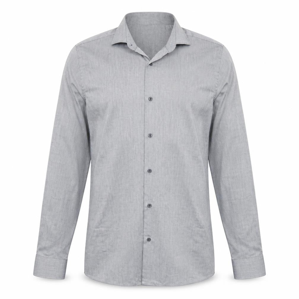 Mens UK Size 15.5 NEXT Grey  Button-Up Long Sleeve Casual Shirt