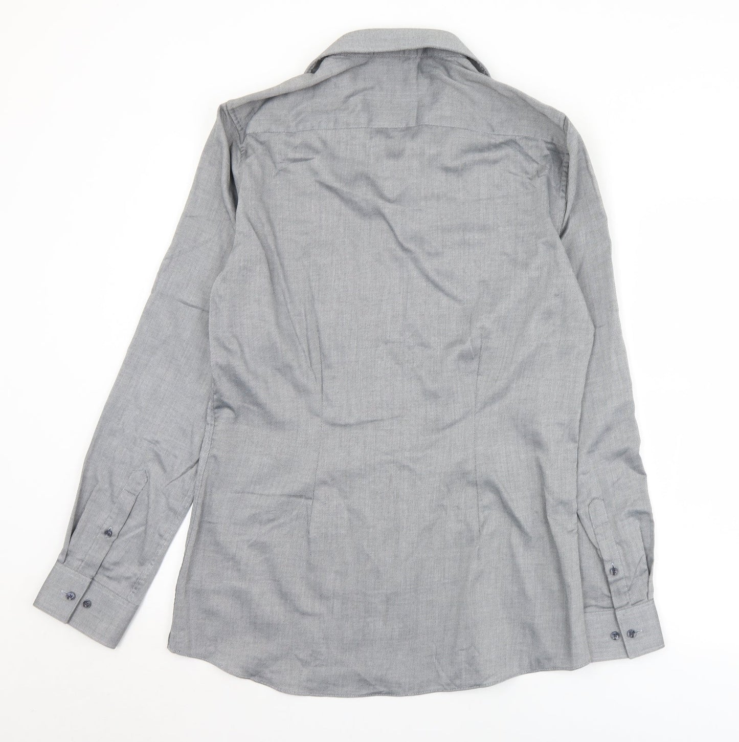 Mens UK Size 15.5 NEXT Grey  Button-Up Long Sleeve Casual Shirt