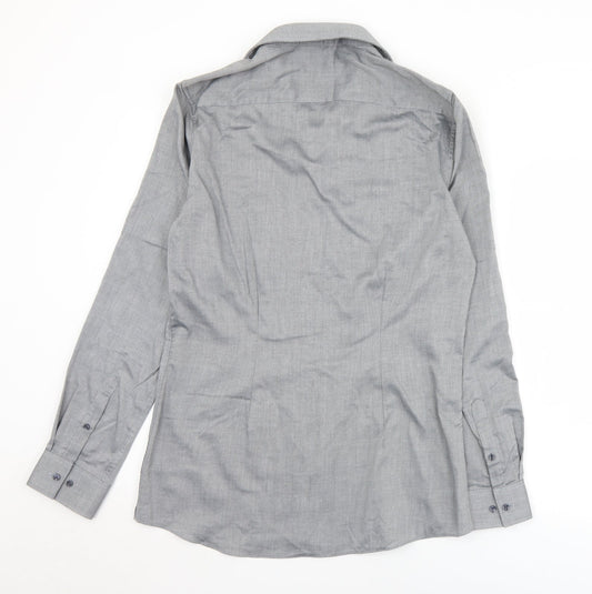 Mens UK Size 15.5 NEXT Grey  Button-Up Long Sleeve Casual Shirt