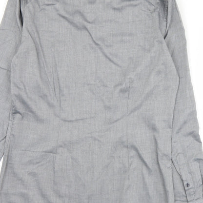 Mens UK Size 15.5 NEXT Grey  Button-Up Long Sleeve Casual Shirt