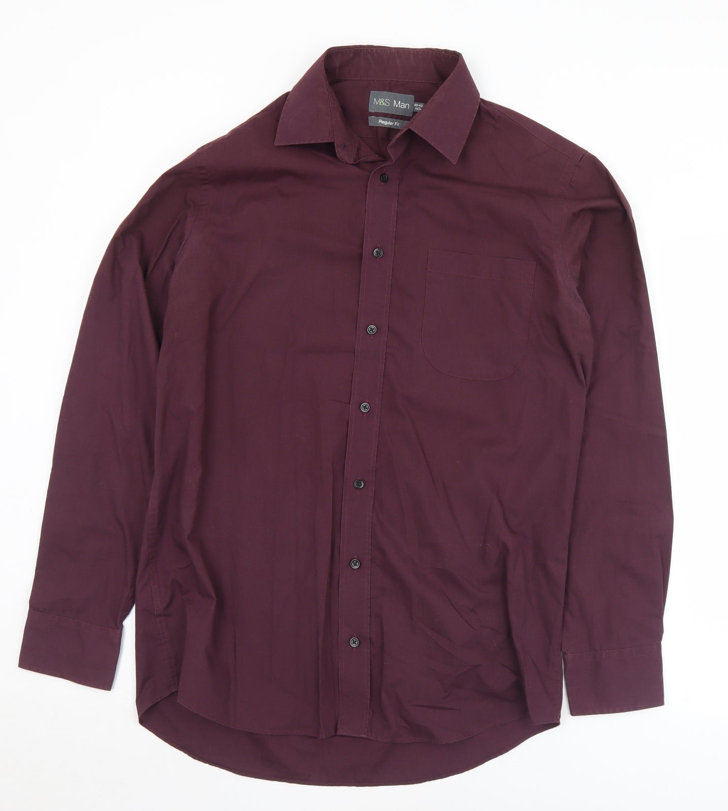 Mens UK Size 15.5 Marks and Spencer Purple  Button-Up Long Sleeve Casual Shirt