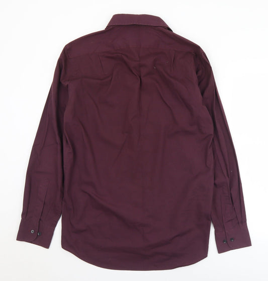 Mens UK Size 15.5 Marks and Spencer Purple  Button-Up Long Sleeve Casual Shirt