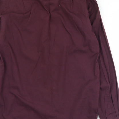 Mens UK Size 15.5 Marks and Spencer Purple  Button-Up Long Sleeve Casual Shirt