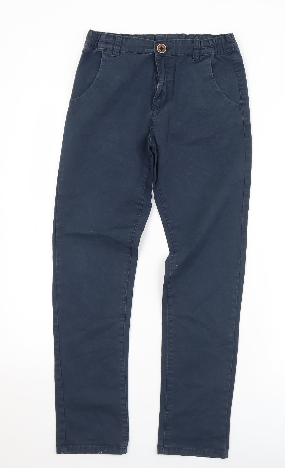 Dunnes Stores Mens Blue  Cotton Chino Trousers Size 26 in L27 in Regular Button