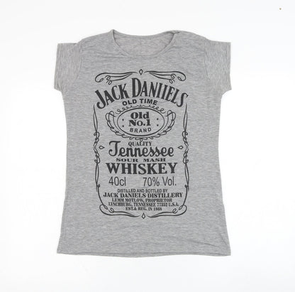 Womens UK Size 8 Preworn Grey Basic T-Shirt