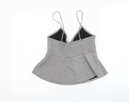 Womens UK Size 12 River Island Grey Cropped Tank