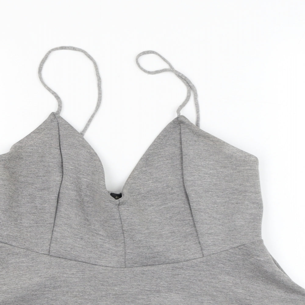 Womens UK Size 12 River Island Grey Cropped Tank