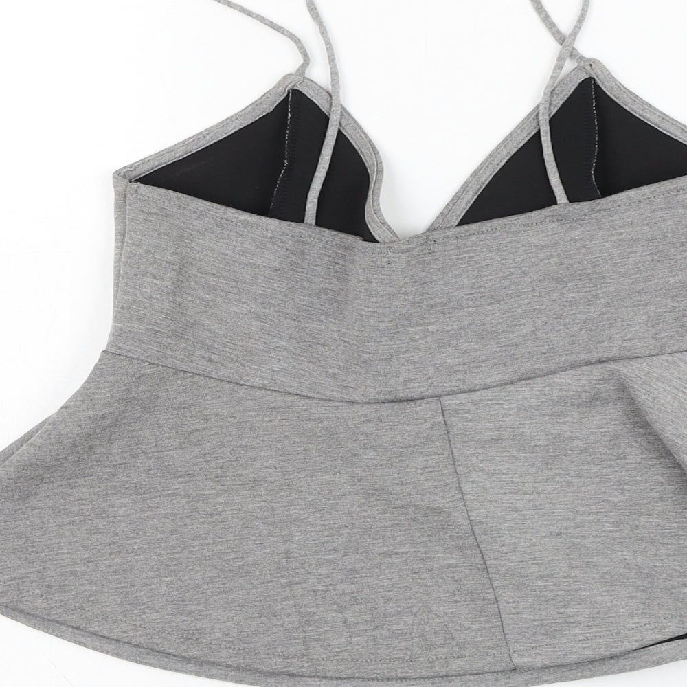 Womens UK Size 12 River Island Grey Cropped Tank