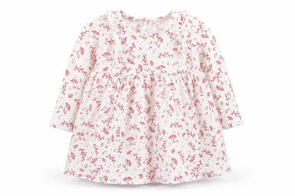 So Cute Girls White Floral Cotton Skater Dress  Size 6-9 Months  Round Neck Pullover