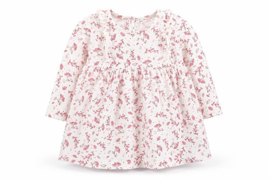 So Cute Girls White Floral Cotton Skater Dress  Size 6-9 Months  Round Neck Pullover